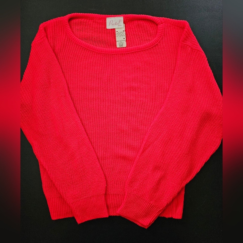 Vintage - "Pastel" Paris Brand Acrylic Bulky Knit Red Sweater - NWT - Size S